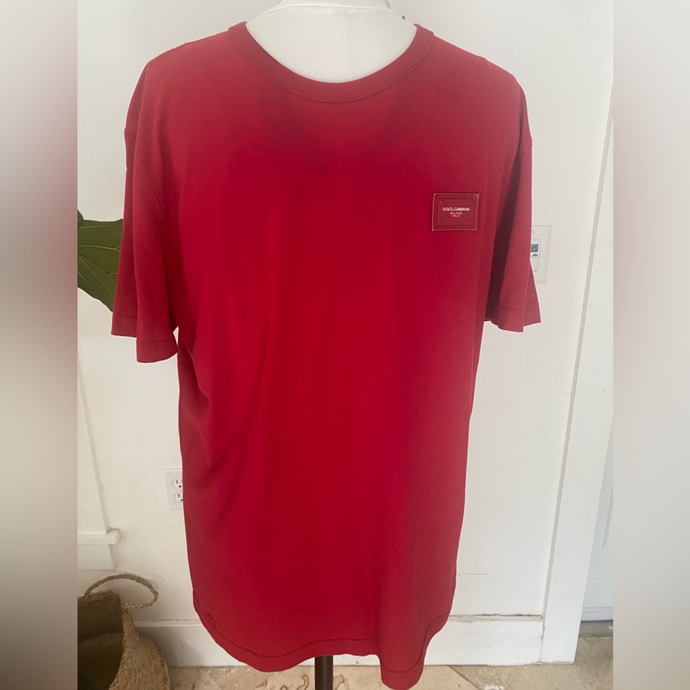 Dolce and Gabbana Plated Tag Red Shirt